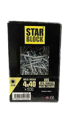 Vis bois/agglo Starblock Torx 4x40 500pcs
