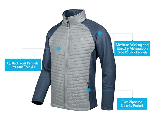 Image of Little Donkey Andy Men's Insulated Hybrid Jacket, Quilted Fleece Lined Running Hiking Jacket