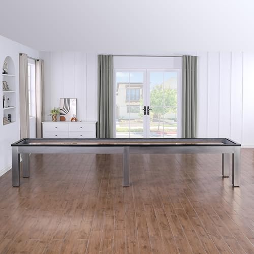 Playcraft Monaco 12\' Pro-Style Shuffleboard Table, Black on Silver - Thumbnail 2