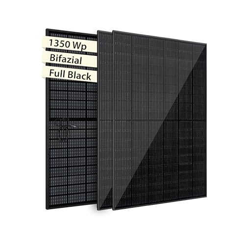 VALE Solarmodul-Set Bifazial 1350 Wp Full Black - Glas-Glas-Module - Solarpanel für Balkonkraftwerke - Universal einsetzbar - Lineare Leistungsgarantie