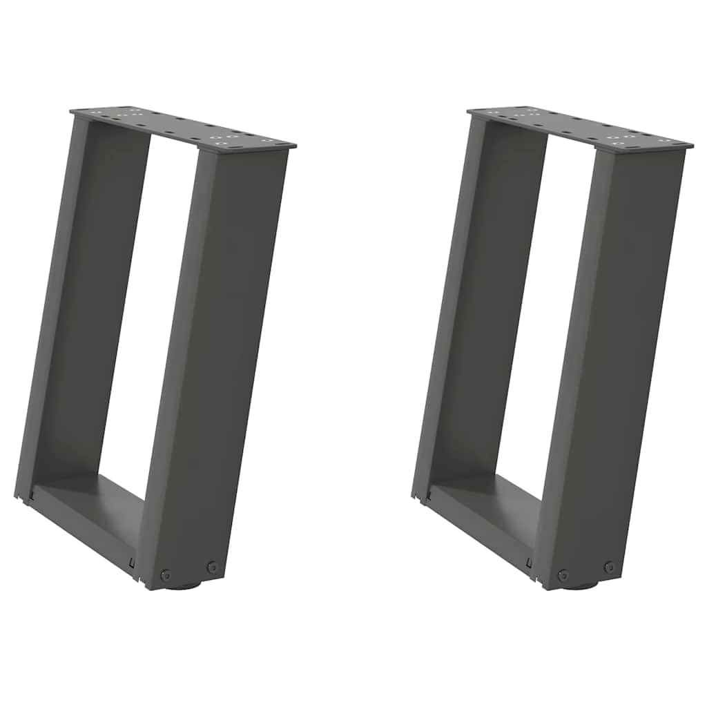 Gambe per tavolo a U in acciaio, antracite, 2 pezzi, 38 x (42-43) cm