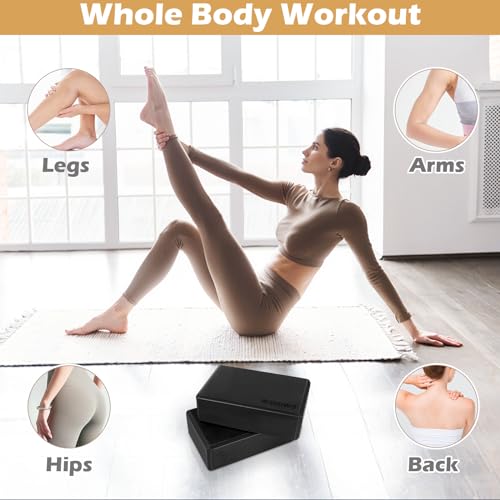 Brique Yoga, Lot de 2 Blocs, Kit en Mousse EVA à Haute Densité pour Pilates, Méditation, Fitness et Stretching – Image 6