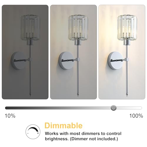 Image of KARTOOSH Hardwired Crystal Wall Sconces Set of 2