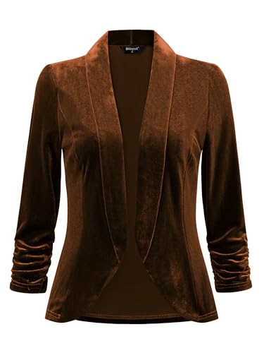 Allegra K Halloween Velvet Jackets for Women's 3/4 Sleeve Open Front Evening Jacket Cardigan