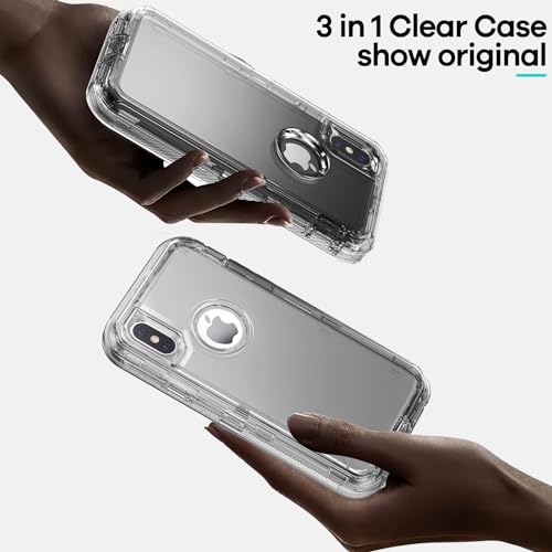 ORIbox for iPhone X/XS Case Gray, [10 FT Military Grade Drop Protection], Transparent Heavy Duty Shockproof Anti-Fall Case for iPhone X/XS Phone Case,6.1 inch,3 in 1, Crystal Gray by ORIbox - Used condition - Image 3
