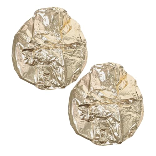 CUEMOON 2 tapas de aluminio para ondulación permanente, gorro térmico de salón de belleza, resistente al agua, gorro de ducha largo y acondicionador profundo, oro rosa