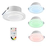 TEVEA LED Einbauleuchte - RGBW - Licht für jede Stimmung - 12 Szenen Modus Partyleuchte Leseleuchte - neueste LED Technik - Dimmbar mit Fernbedienung (3er Pack mit FB)