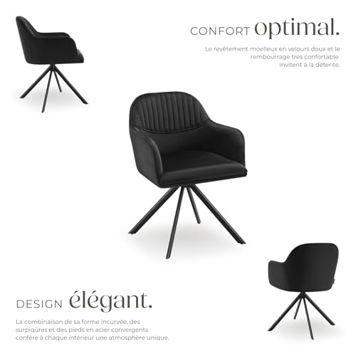 Chaise pivotante en velours rembourrée - vue 4