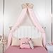 Lotus Karen Princess Bed Canopy Chiffon Girls Bed Curtain Decorative Drapery Metal Crown for Girls Cute Pink Bow-Knots Kids Bedding
