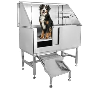 Towallmark Dog Grooming Tub, 50" L Pet Wash Station, Professional Stainless Steel Pet Grooming Tub with Ramp, Faucet, Sprayer, and Drain Kit Towallmark Dog Grooming Tub 50 L Pet Wash Station Professional Stainless Steel Pet Grooming Tub with Ramp Faucet Sprayer and Drain Kit