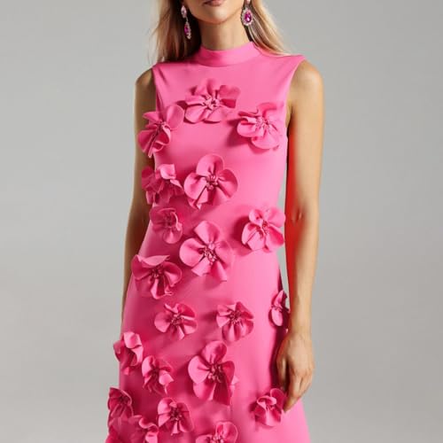 Women Patchwork Appliques Stand Collar Sleeveless High Waist Elegant Spliced Lace Up Dresses2