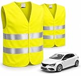 Chalecos Reflectantes para Coche Amarillo 2026 según ISO20471 – Chalecos de Seguridad para automóviles y Camiones para Seguridad en StVO – Accesorios para Coche (2 Chalecos de Seguridad Amarillos)