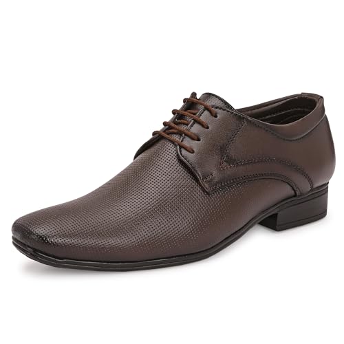 Image of Centrino Formal Shoes for Men | Lightweight Comfortable Office Shoes for Man Stylish | Cushioned Insole Lace-Up Shoes for Men | Durable TPR Sole | Trendy Classic Design Footwear for Men (8119)