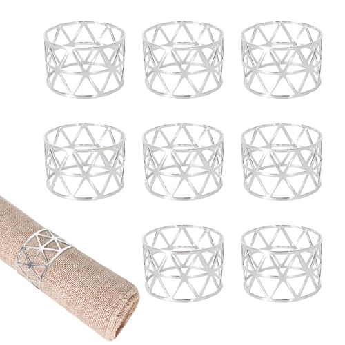 Anelli Per Tovaglioli Da Tavola 8 Pezzi Portatovaglioli Anello Da Tavola, Portatovaglioli Da Tavola Metallo,Fermatovaglioli Da Tavola Eleganti,Per Feste,Matrimoni,Decorazioni Tavola (Argento, 3*4.5cm)