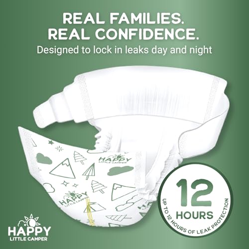 Image of Happy Little Camper Super Saver Diapers, Size 2, 25 Count | Budget-Friendly Disposable Baby Diapers for Sensitive Skin | Hypoallergenic, Fragrance-Free, Ultra Absorbent