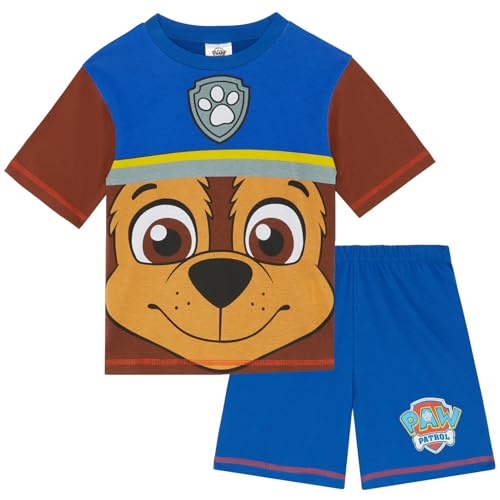 Paw Patrol Chase Patrulla Canina - Pijama de Manga Corta para Niños - 100% Algodón - 2-3 Años: 98cm
