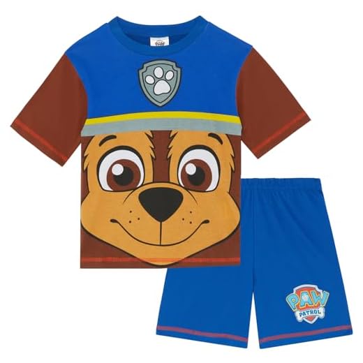 Paw Patrol Chase Patrulla Canina - Pijama de Manga Corta para Niños - 100% Algodón - 2-3 Años: 98cm