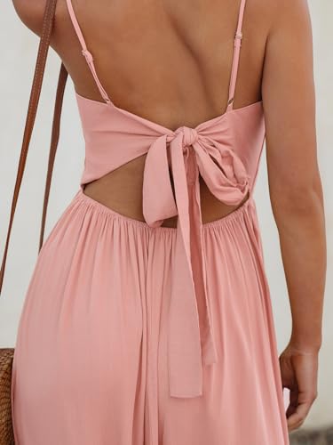 Image of CUPSHE Women Casual Dress Beach Sleeveless V Neck Summer Cutout Spaghetti Straps Formal Maxi Sun Dresses