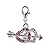 Gorgeous Sparkly Silver Colored Double Heart Pierced With Arrow Shaped Clip On Pendant Charm For Bracelets Bangles Studded With Pink And Clear Rhinestones Crystals By VAGA©