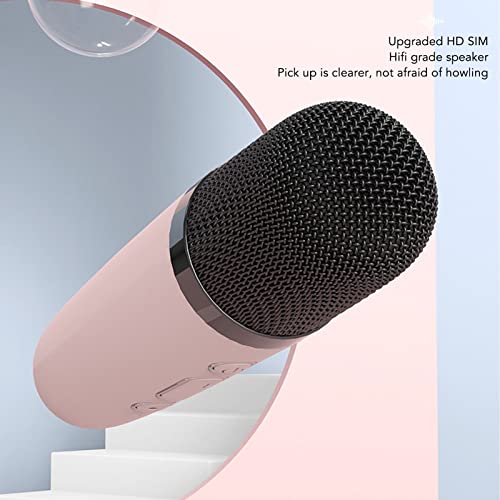 Tuore Mini Bluetooth Karaoke Speaker, Instant Pairing Mini Karaoke Machine Hd Stereo Sound Long Battery Life Clear Sound 6 Sound Effects For Speech (Pink) #TOP3
