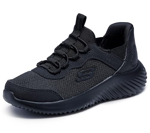 Skechers Bounder Brisk-BurstSneaker para niño, Tela sintética Negra, Ribete Negro, 13 UK Child
