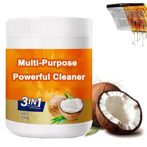 Nettoyant puissant polyvalent pour la cuisine, pâte nettoyante à l'huile de noix de coco 3 en 1, dégraissant de cuisine, pour robinets, carreaux, four (1 Pcs)