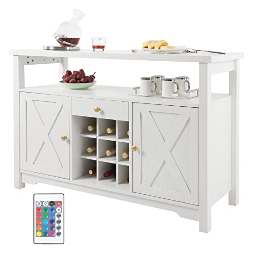 Vevor Wine Table For Liquor & Glasses Freestanding Farmhouse Wood Bar Cabinet, White #TOP3
