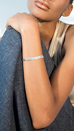 Miabella 925 Sterling Silver Italian 6-Strand Diamond-Cut 7mm Braided Herringbone Chain Bracelet for Women Teen Girls, 925 Italy - Image 3
