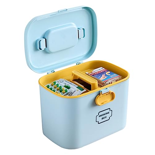 minkissy Family Emergency Kit Medicine Organizer Portable Medicine Box Smooth Surface Container Case