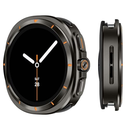 Coque Samsung Galaxy Watch 8 44mm en Métal Robuste Cadre Graphit Orange Haute Protection