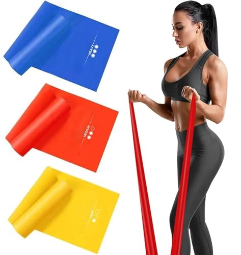 Fitnessband 3er-Set 2m lang Fitnessbänder Widerstandsbänder in 3 Stärke, Gymnastikband Resistance Band Trainingsband für Crossfit, Muskelaufbau, Yoga, Pilates für Männer...