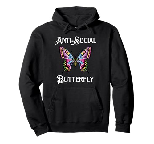 Antisocial Butterfly Aesthetic Funny Introvert For Women Men Pullover Hoodie