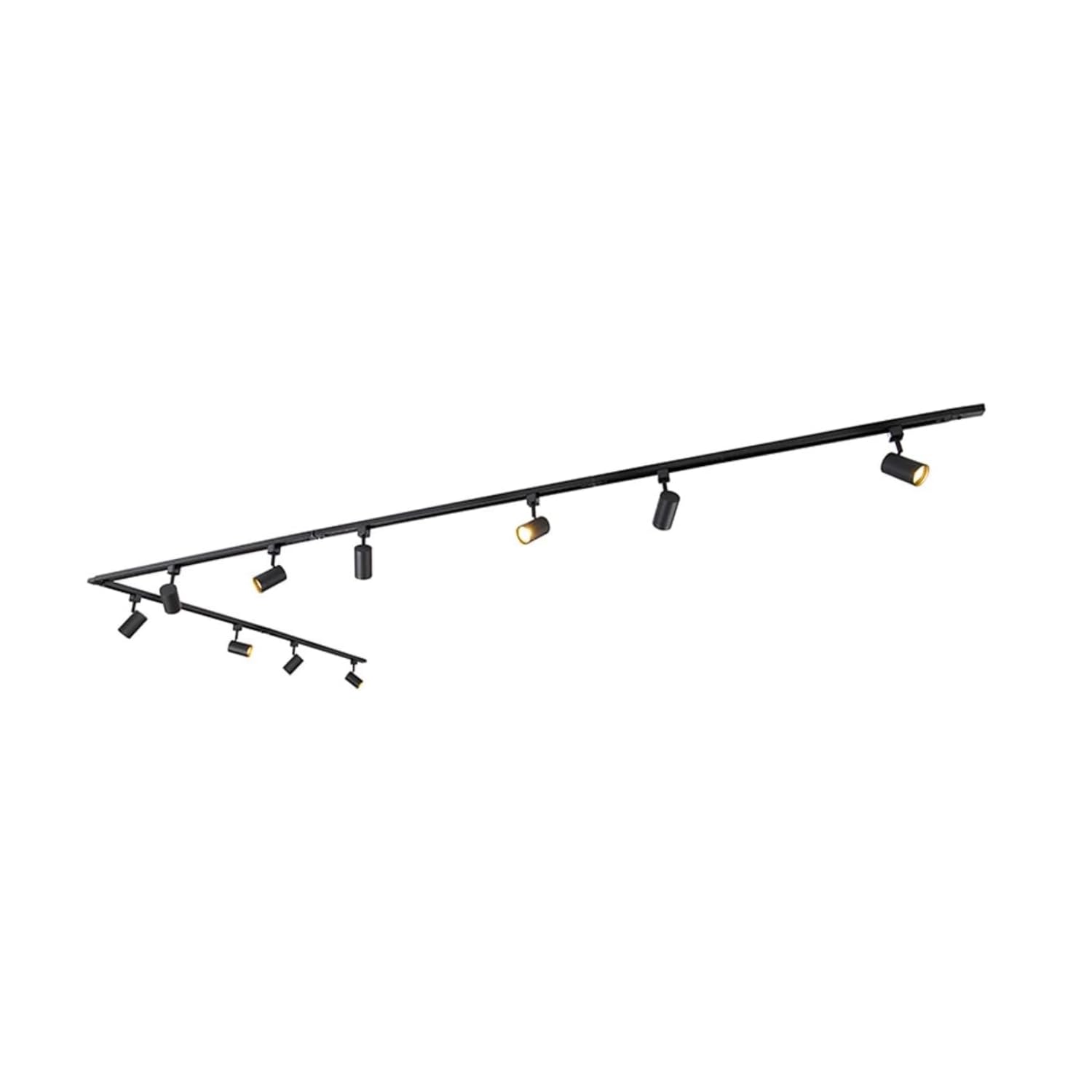 GrecoShop Sistema Binario Monofase 10 Faretti GU10 50W con Lampadine Incluse, Orientabili, Alluminio Nero 500 cm – Illuminazione Moderna per Cucina, Soggiorno, Ufficio e Spazi Aperti