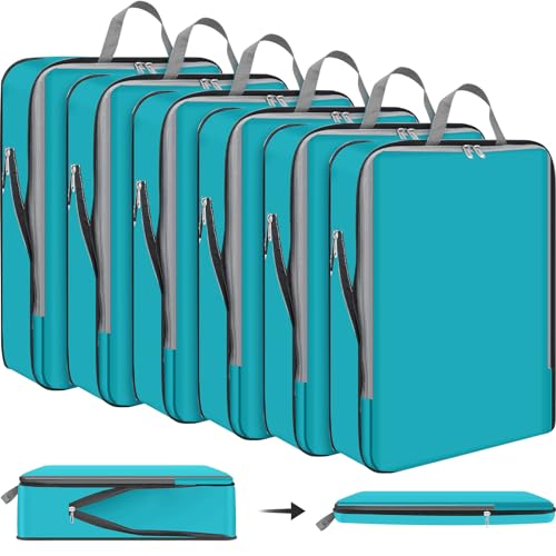 Hosuly 6 Pcs Compression Packing Cubes, 17.3 x 12.6'', Blue
