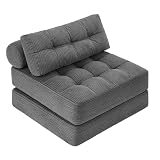 Klappbares Schlafsofa, 4 in 1 Wandelstuhlbett und Sitzsackcouch, platzsparendes Gästebett für kleine Wohnungen, Studentenwohnheime, Wohnzimmer und Schlafzimmer, keine Montage erforderlich (Grau)