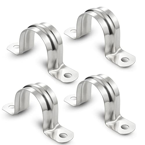YankMooM 30 Pcs 25mm Pipe Strap Clamp,304 Stainless Steel Saddle Clip U Shaped Pipe Strap Clips for Fixing Hose Tube Water Pipe Gas Pipe