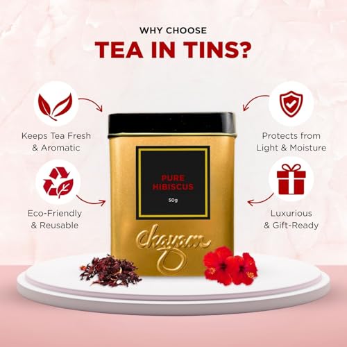 Image of CHAYAM Hibiscus Flower Tea - 30gm each | Pure Dried Hibiscus Flowers Loose Leaf Herbal Tea | Caffeine-Free | Rich in Vitamin C & Antioxidants - pack of 2
