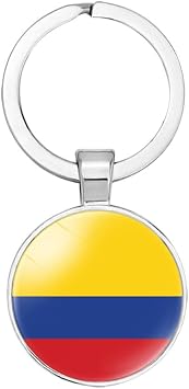 Flag Key Chain Ring,Colombian Flag Art With Yellow Blue Red Stripes Car Bag Wallet Ornaments Craft Accessory For Decoration Cabochon Pendant Hanging Gifts Buckle