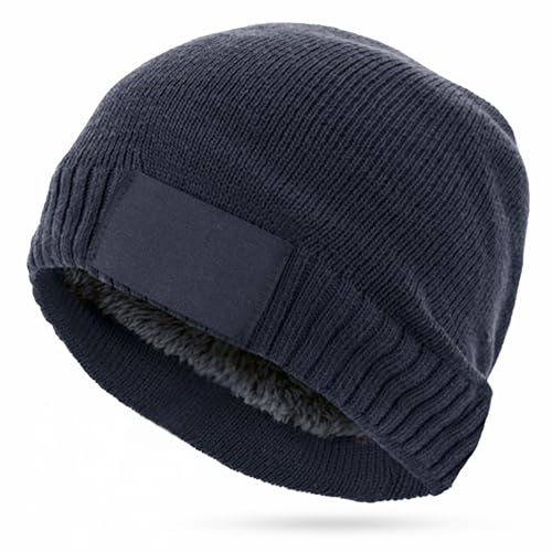 MASAT® Gorro De Invierno Hombre con Forro Polar Interior - Gorro Invierno Unisex Talla Única - Gorras De Hombre Invierno (Azul)