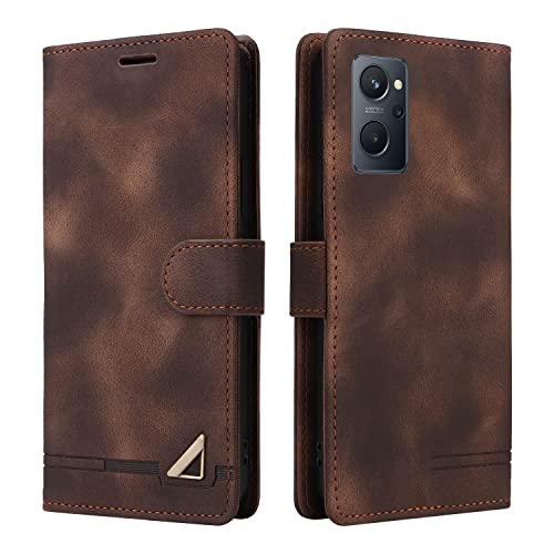 ���B���e�[�W�J�o�[ �Ή��@�� for Realme 9i 4G,�Ή��@�� for Oppo A96 / A76 / A36 / K10 4G �}�O�l�b�g���߃J�[�h�X���b�g�X�^���h�t���b�v�J�o�[ Brown