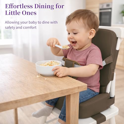 Image of Toddler Booster Seat for Dining Table with Backrest, Waterproof PU Cushion