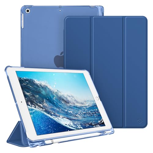 FINTIE Case for iPad 9th / 8th / 7th Generation (2021/2020/2019) 10.2 inch - [with Pencil Holder] Ultra Slim Cover with Frosted Back Shell, Auto Wake/Sleep, Navy