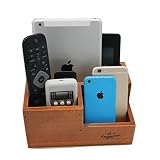 Vintage Wooden 3 Compartment Desktop Office Supplies Storage Organizer / Remote Control Caddy