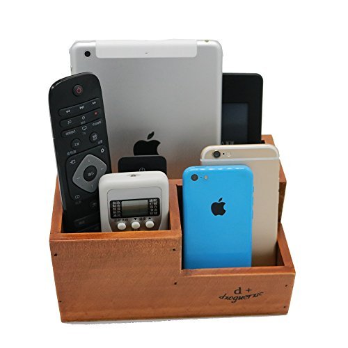 Vintage Wooden 3 Compartment Desktop Office Supplies Storage Organizer / Remote Control Caddy #TOP5