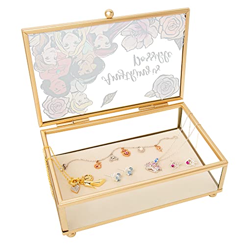 Disney Princess Anything Is Possible Gold Trim Glass Jewelry Box, Officially Licensed #TOP3