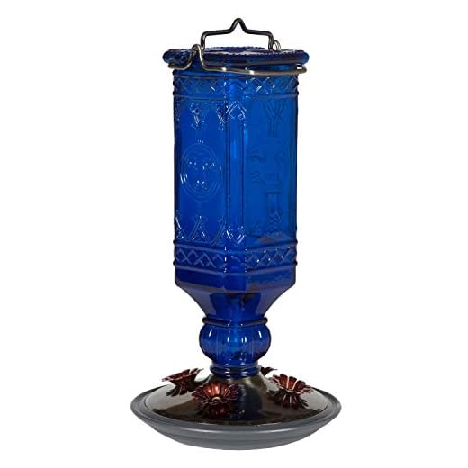 Perky-Pet 8117-1SR Square Antique Glass Bottle Hummingbird Feeder - Outdoor Garden Decor, Unique Gifts