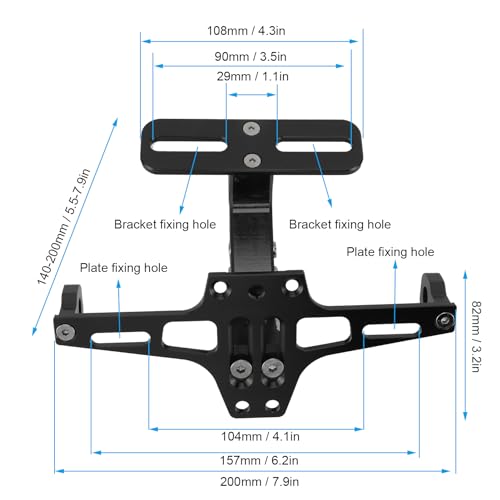Support de plaque immatriculation moto réglable noir pour éviter la casse sur ATV - 2