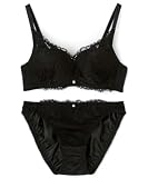 [ノーザリー] インナーセット 【フィットシリーズ 谷間メイク】 カシュクールレースモールド ブラジャー＆ショーツSet B～Fカップ ブラック E65
