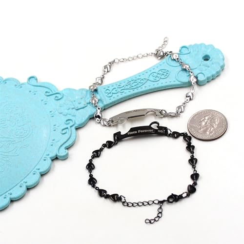 Image of 2 Couple Bracelets for men women, Love /Koi Fish /Gossip Jigsaw Puzzle Stainless Steel Heart-shaped Chain Adjustable Bracelet for Boyfriend Girlfriend Valentine's Day Gift Jewelry