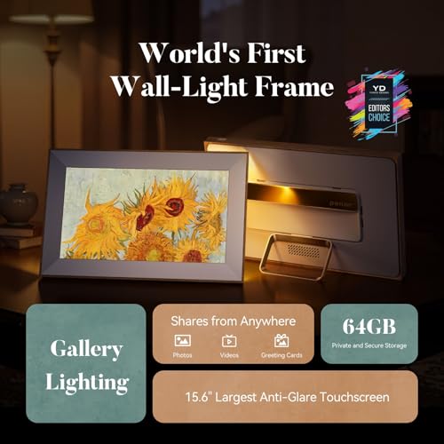 Image of Pexar Starlight 15.6 inch Digital Picture Frame (Powered by Lexar), A Stunning, Large Anti-Glare Touchscreen with Vibrant Visuals for Gifting, Wedding, 64GB Local Storage, Share Photos /Videos via APP